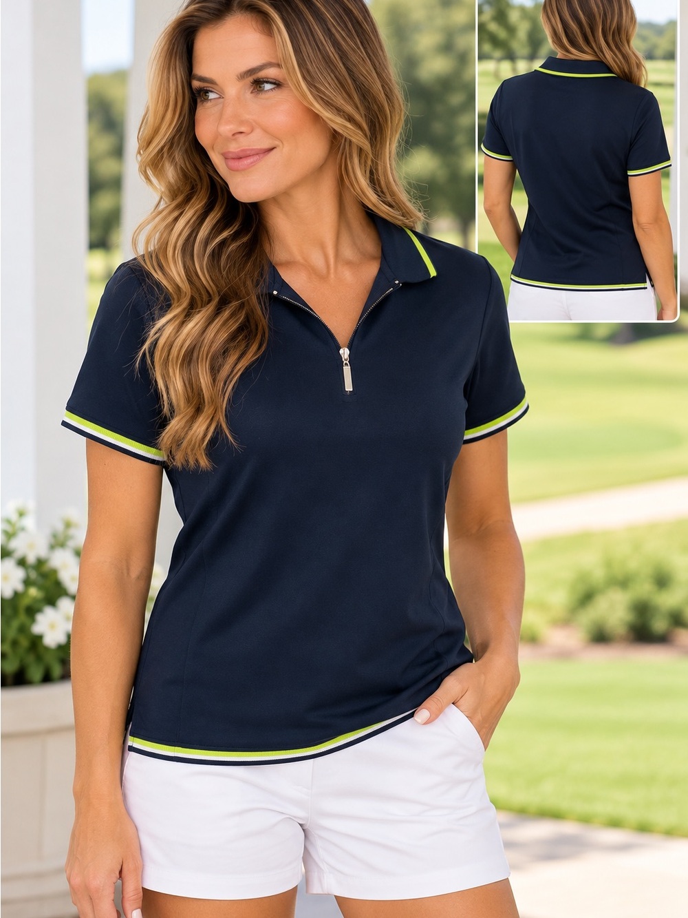 Callaway Golf Navy Blue Quarter Zip Polo Shirt Women’s Medium